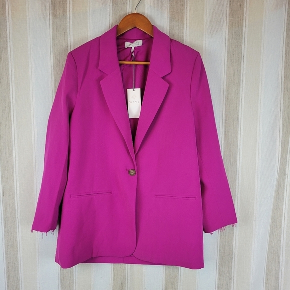 NEW WAYF Single Button Blazer Suit Jacket Pink Purple Size Medium - Picture 1 of 10